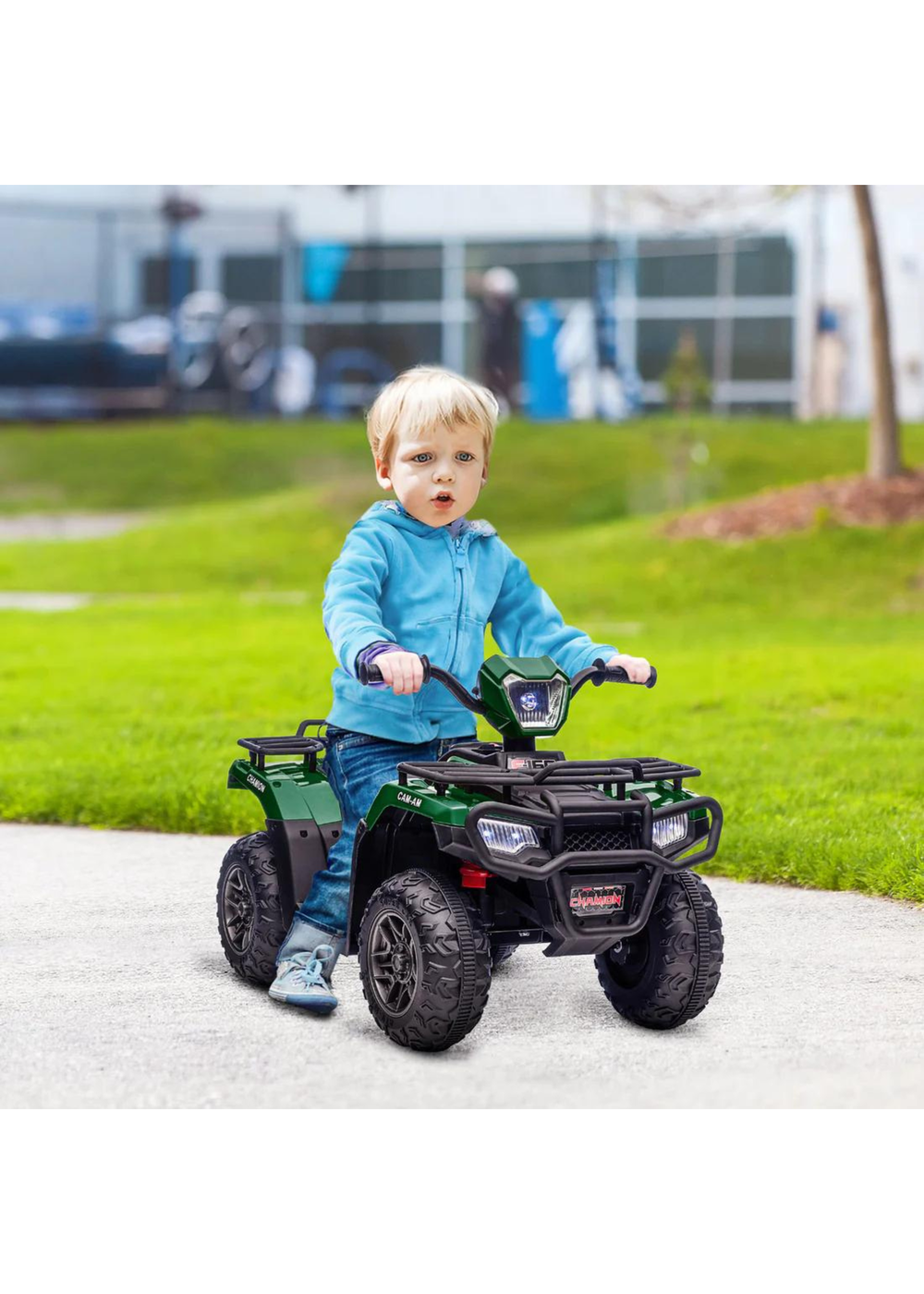 HOMCOM 12V Electric Quad Bike for Kids with LED Headlights and Music (Green) - One Size Image 2