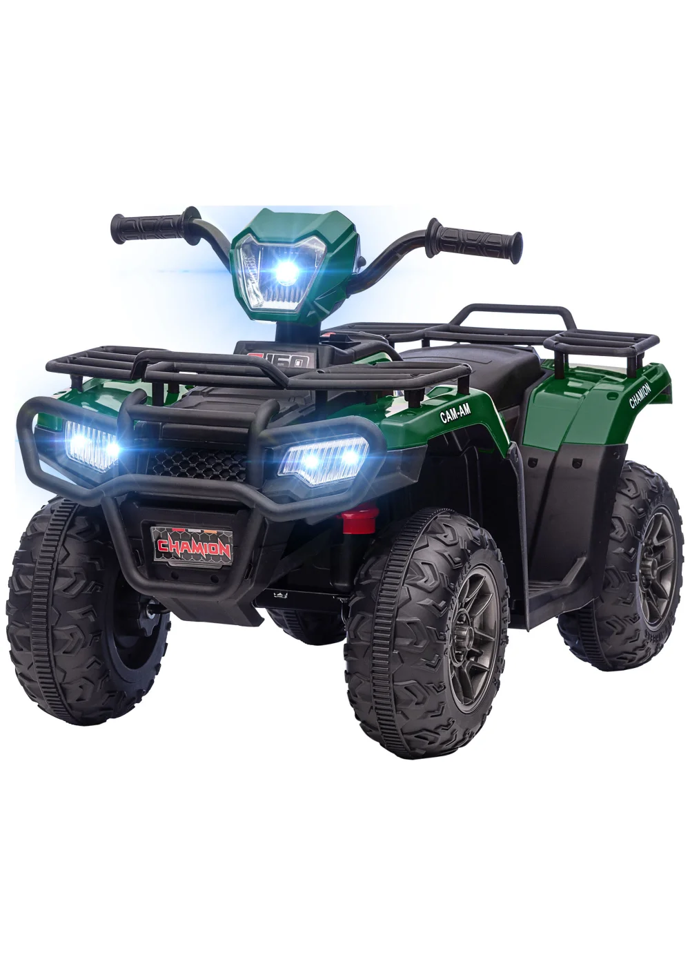 HOMCOM 12V Electric Quad Bike for Kids with LED Headlights and Music (Green) - One Size Image 1
