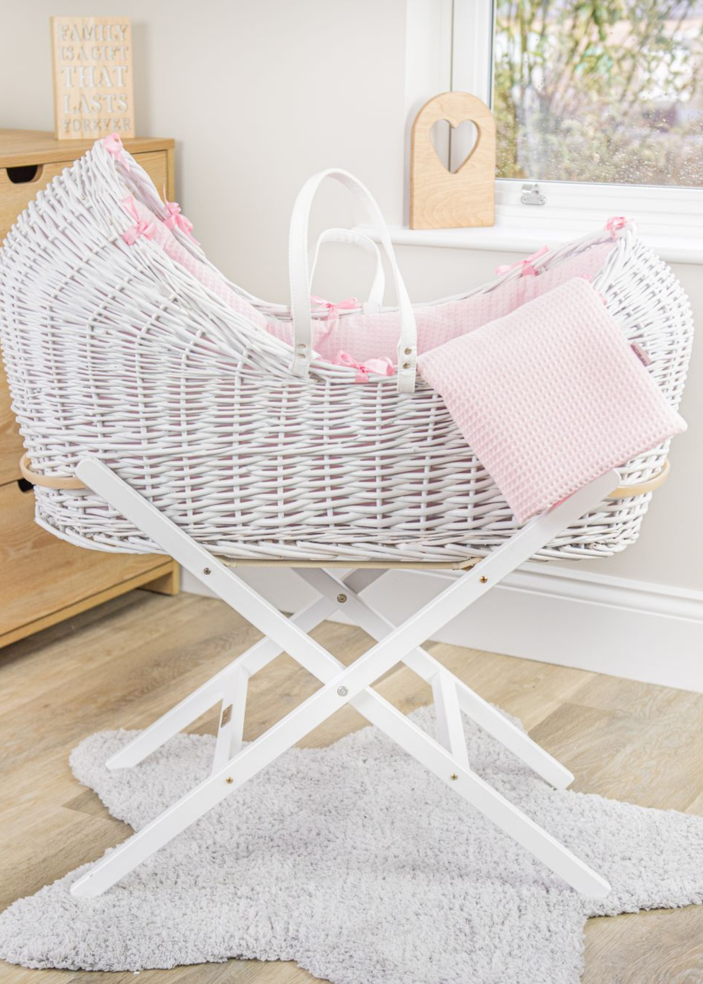 Clair de Lune Pink Waffle White Wicker Noah Pod ® - One Size Image 2