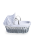 Clair de Lune White Cotton Dream Grey Wicker Moses Basket - One Size Image 2