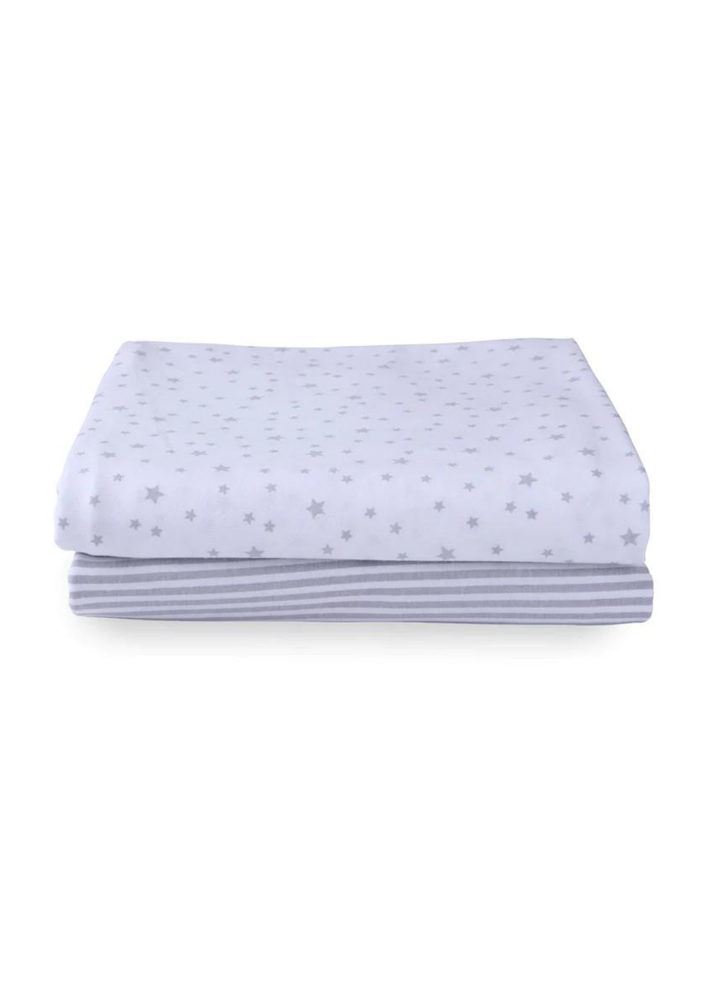 Clair de Lune 2 Pack Stars & Stripes Fitted Cot Bed Sheets - One Size Image 1