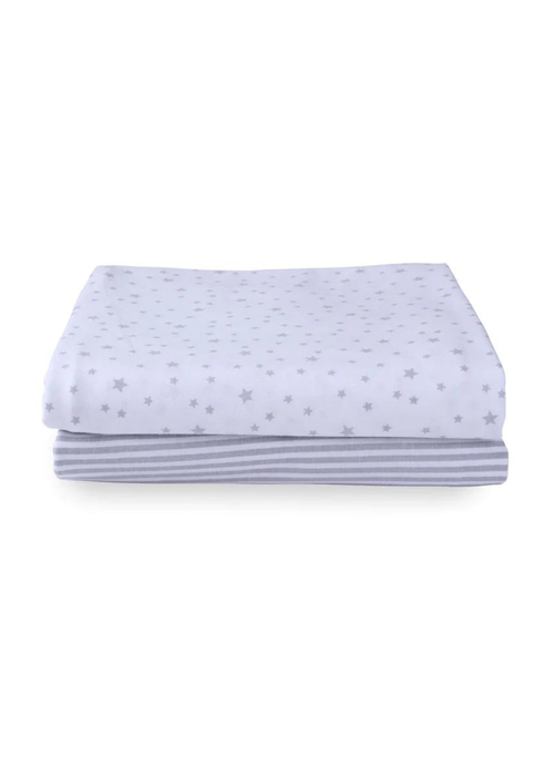 Clair de Lune 2 Pack Stars & Stripes Fitted Cot Bed Sheets - One Size Image 1