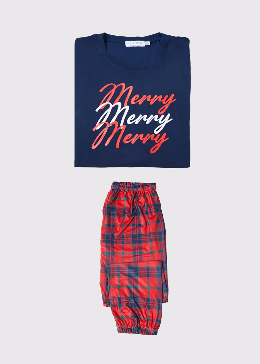 In the Style Jac Jossa Curve Merry Tartan Jersey Top & Bottoms Set - Size 6-8 Image 2