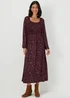 Black Paisley Long Sleeve Shirred Midi Dress - 8 Image 1