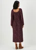 Black Paisley Long Sleeve Shirred Midi Dress - 8 Image 2