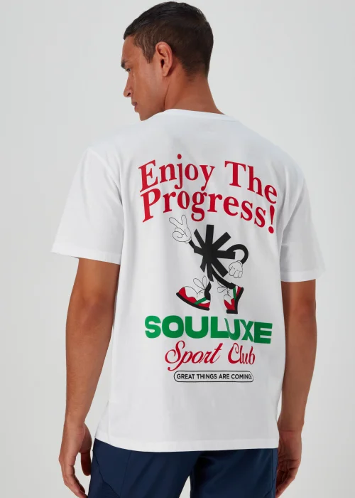 Souluxe White Print Sports T-Shirt - S Image 2