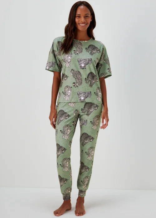 Khaki Leopard Print Pyjama Set - Extra small Image 1