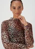 Brown Leopard Print Mesh Midi Dress - 8 Image 3