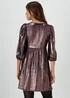 Rose Gold Metallic Ribbed Belted Mini Dress - 8 Image 2