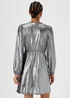 Silver Metallic Plisse Wrap Mini Dress - 8 Image 2