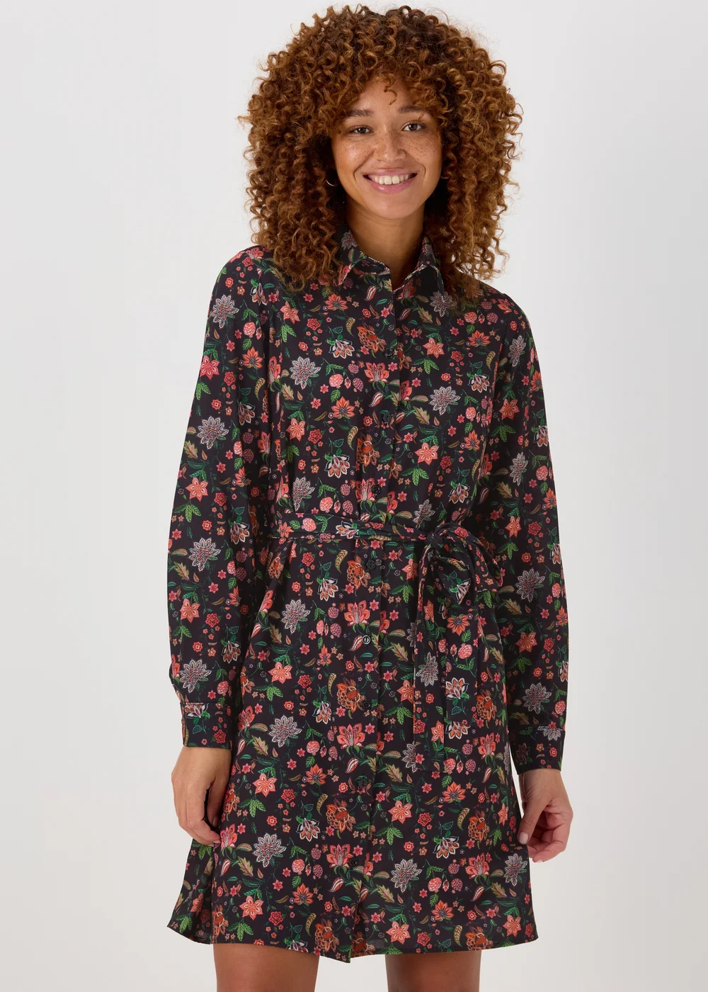 Multicolour Floral Belted Folk Dress - 8 Image 1