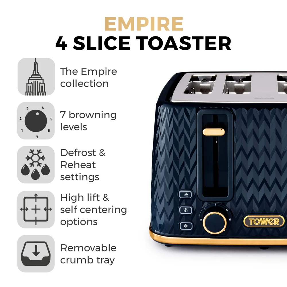 Tower Empire 4 Slice Toaster - One Size Image 2