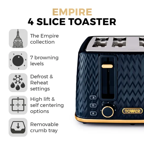 Tower Empire 4 Slice Toaster - One Size Image 2