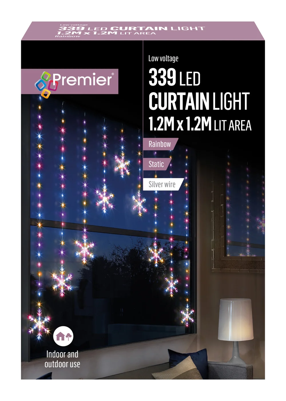 Premier Decorations 339 Rainbow LED Snowflake Curtain Lights - One Size Image 1
