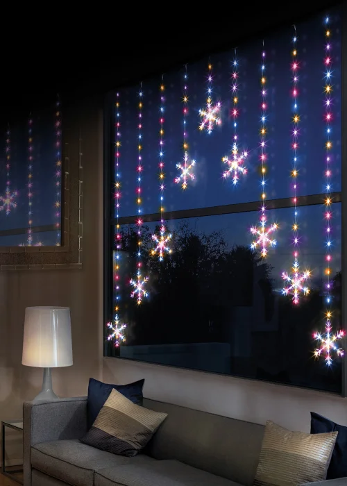 Premier Decorations 339 Rainbow LED Snowflake Curtain Lights - One Size Image 2