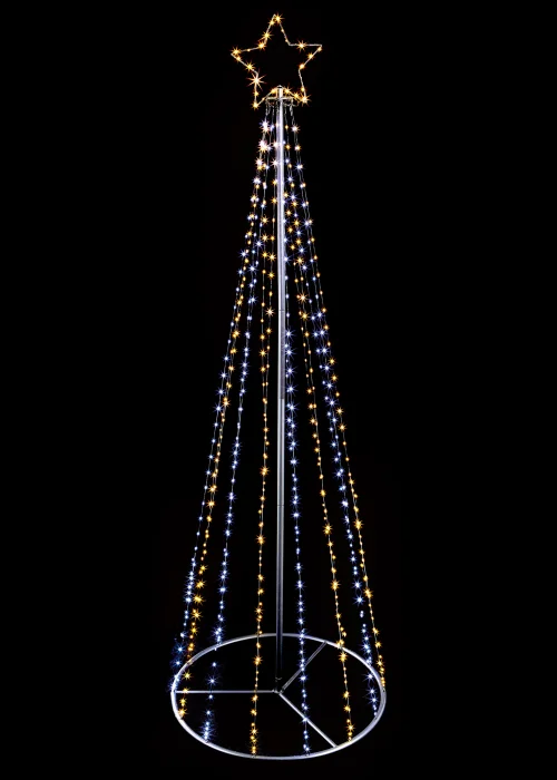 Premier Decorations 2.5m White and Warm White Pyramid Tree - One Size Image 1