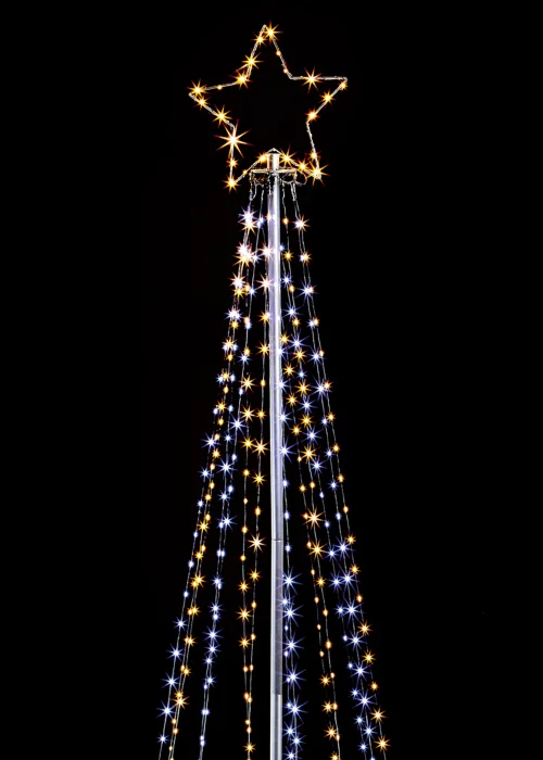 Premier Decorations 2.5m White and Warm White Pyramid Tree - One Size Image 2