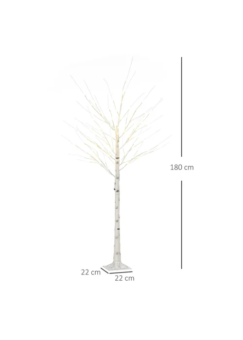 HOMCOM 6ft Artificial White Birch Tree Light with Warm White Pre-Lit LED Light for Indoor and Covered Outdoor Use - 120cm Image 3