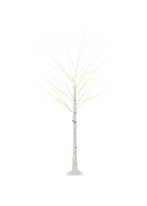 HOMCOM 6ft Artificial White Birch Tree Light with Warm White Pre-Lit LED Light for Indoor and Covered Outdoor Use - 120cm Image 2