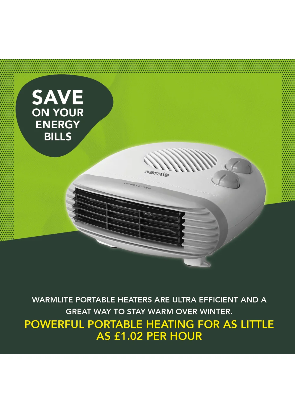 Warmlite 1000W/ 2000W Flat Fan Heater - No Size Image 4