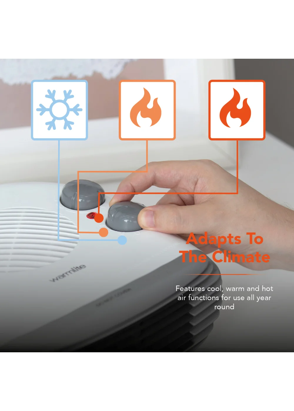 Warmlite 1000W/ 2000W Flat Fan Heater - No Size Image 5