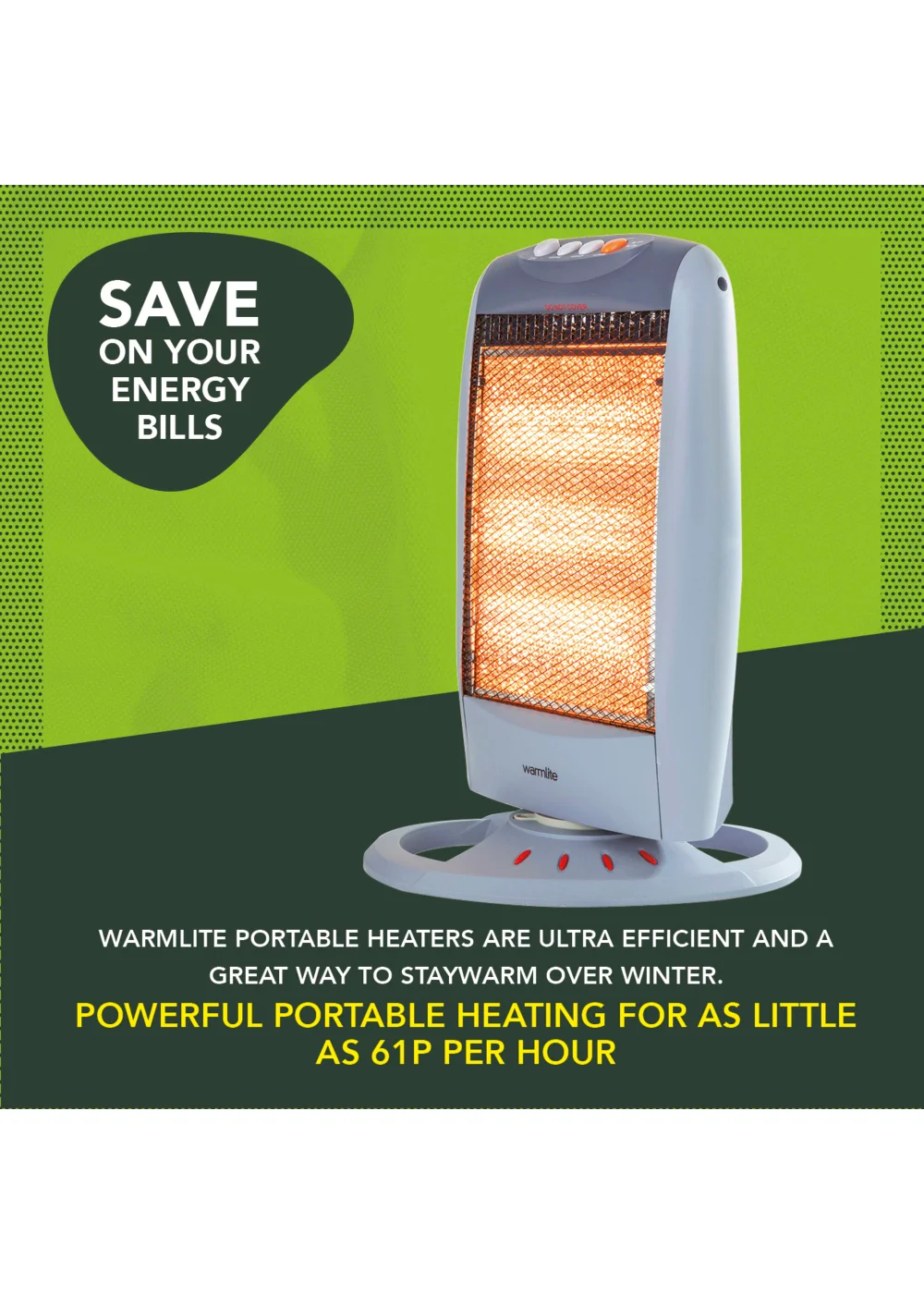 Warmlite 1200w Grey Halogen Heater - No Size Image 4
