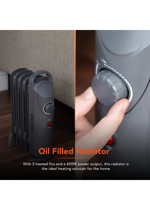Warmlite 650W Oil Filled Radiator - One Size Image 3
