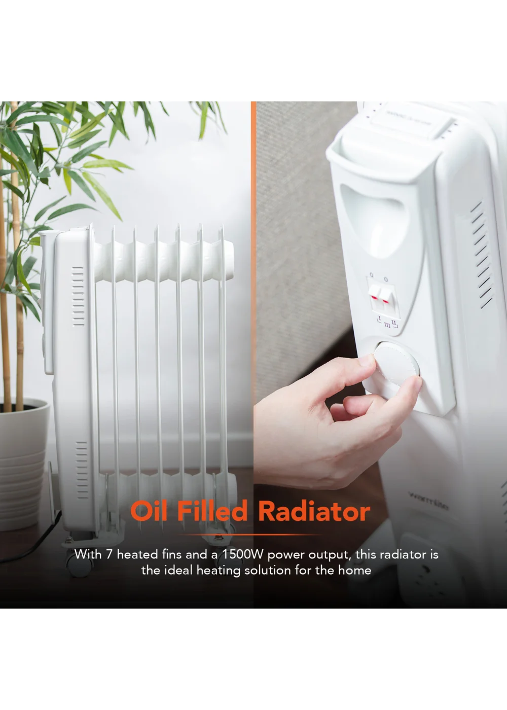 Warmlite 1500W Oil Filled Radiator - No Size Image 3