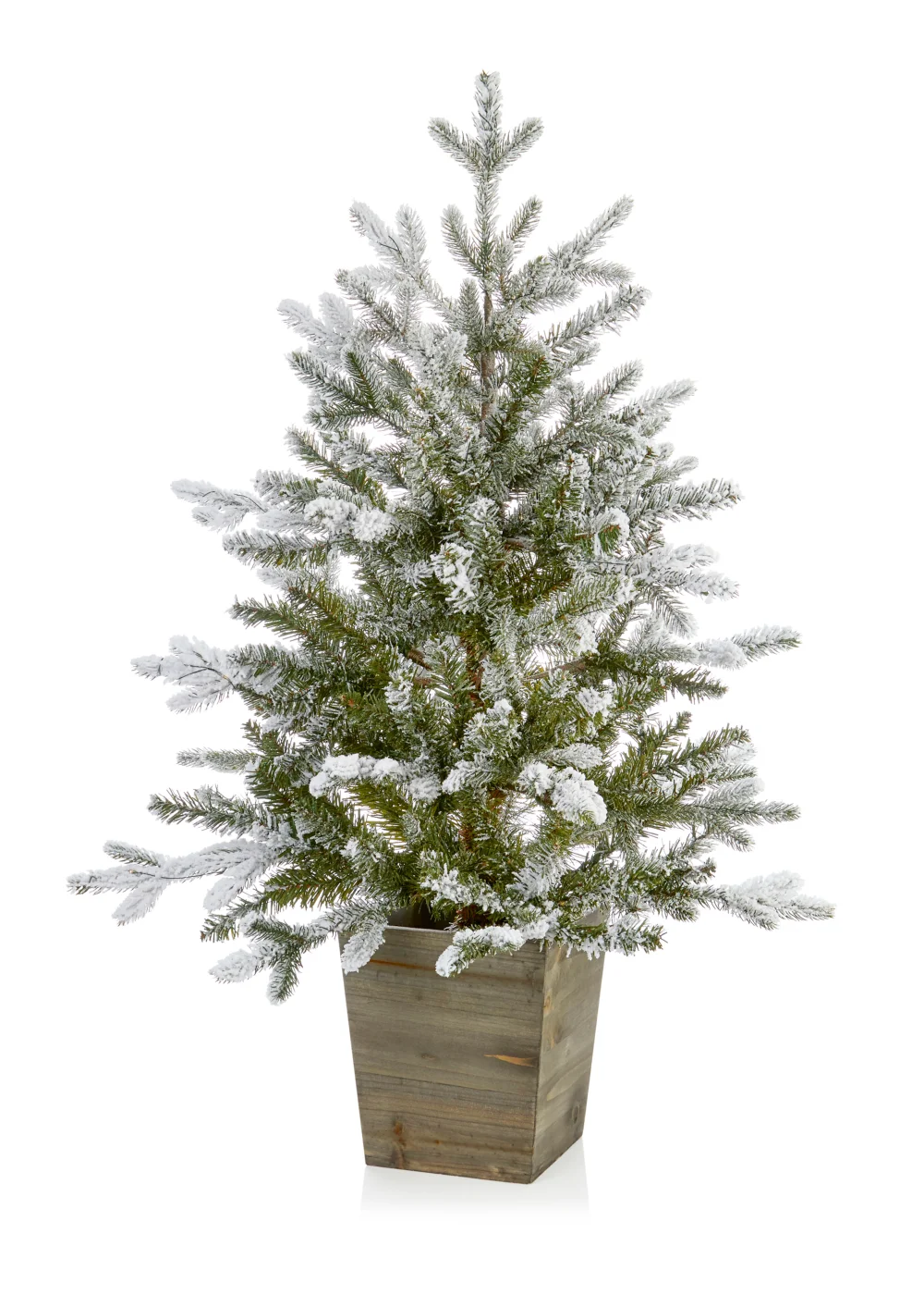 Premier Decorations Pre-Lit Flocked Potted Christmas Tree (3Ft) - One Size Image 1