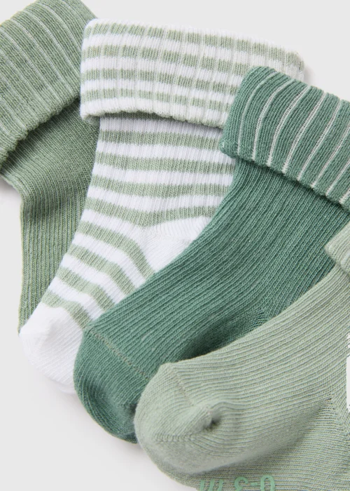 Baby 4 Pack Sage Ribbed Socks (Newborn-24mths) - 0-3 months Image 2