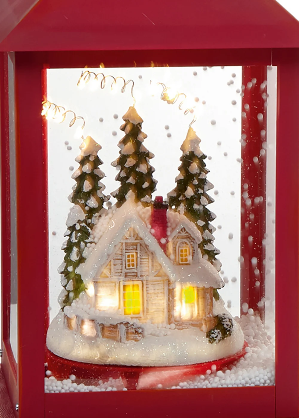 Premier Decorations LED Lit Snow Blowing Lantern with House Scene - One Size Image 2