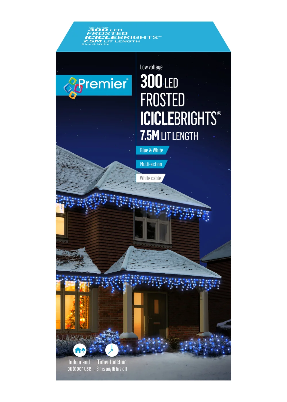 Premier Decorations 300 White LED Frosted Iciclebrights - One Size Image 1