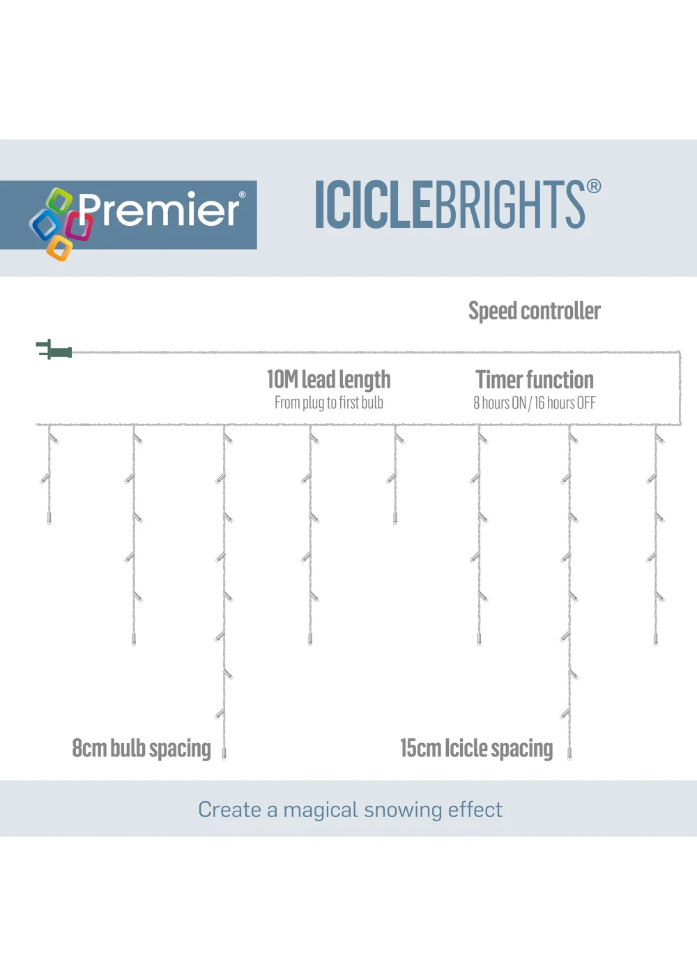 Premier Decorations 240 White LED Snowing Iciclebrights - One Size Image 4