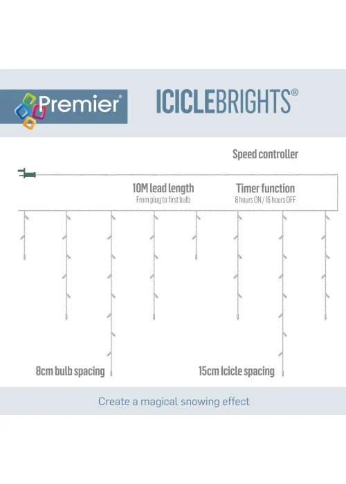 Premier Decorations 240 White LED Snowing Iciclebrights - One Size Image 4
