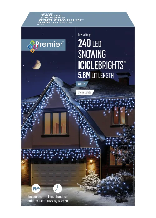 Premier Decorations 240 White LED Snowing Iciclebrights - One Size Image 1