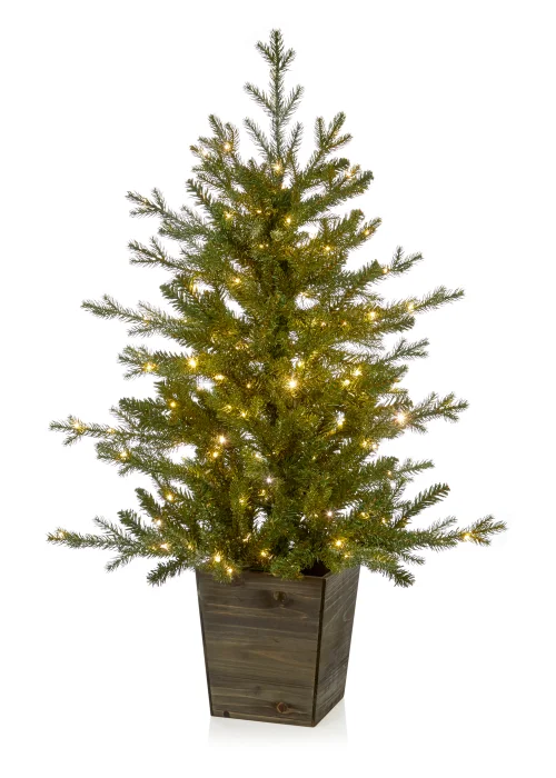 Premier Decorations Pre-Lit Frozen Spruce Potted Christmas Tree 3Ft - One Size Image 1