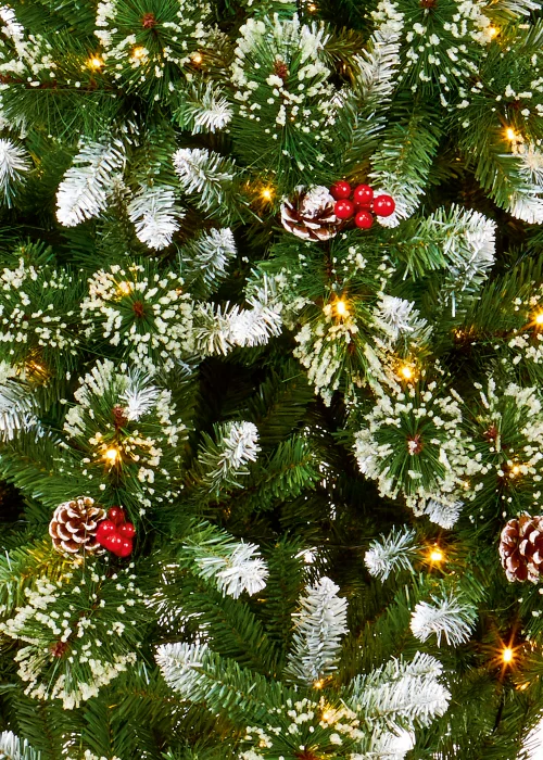 Premier Decorations Pre-Lit Sugar Pine Iced Tipped Christmas Tree with Berries and Pinecones 7ft - 7ft Image 3
