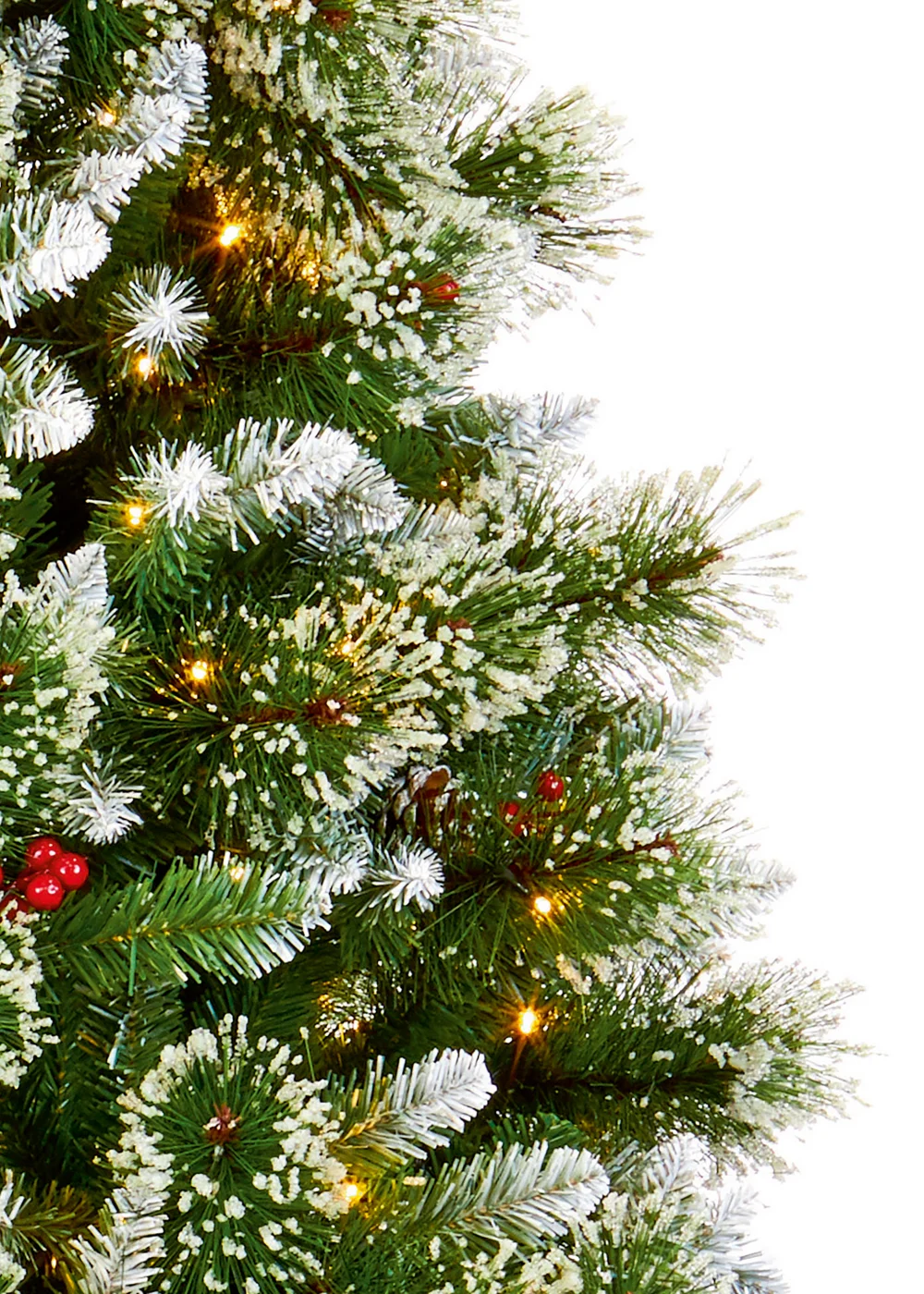 Premier Decorations Pre-Lit Sugar Pine Iced Tipped Christmas Tree with Berries and Pinecones 7ft - 7ft Image 2