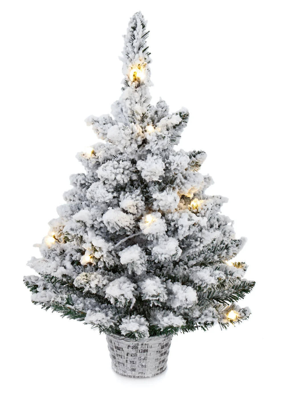 Premier Decorations Pre-Lit Potted Flocked Tree with Warm White LEDs (2Ft) - 2Ft Image 1