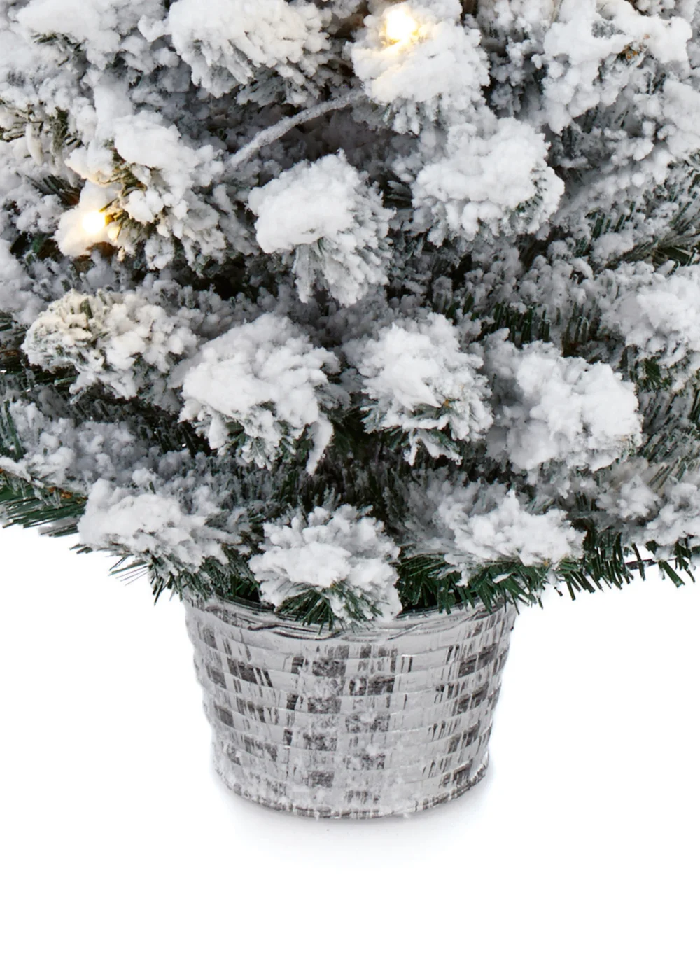 Premier Decorations Pre-Lit Potted Flocked Tree with Warm White LEDs (2Ft) - 2Ft Image 3
