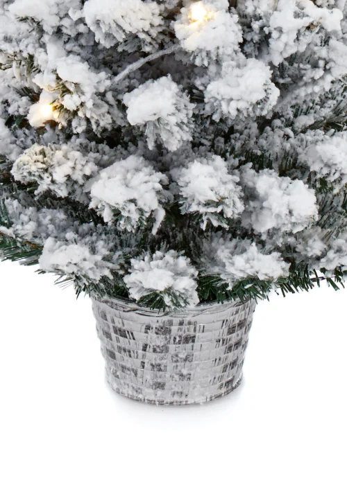 Premier Decorations Pre-Lit Potted Flocked Tree with Warm White LEDs (2Ft) - 2Ft Image 3