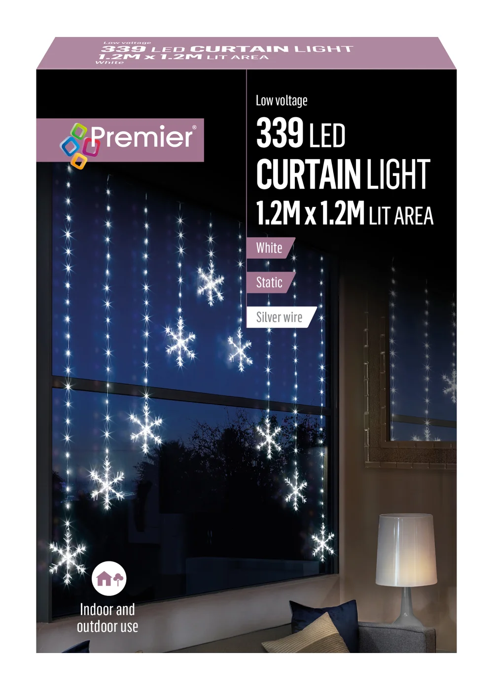 Premier Decorations 339 White LED Snowflake Curtain Light - One Size Image 1