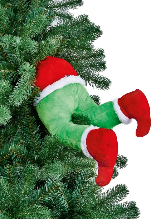 Premier Decorations Animated Door Hanging Leg Kicking Elf 32cm - One Size Image 2
