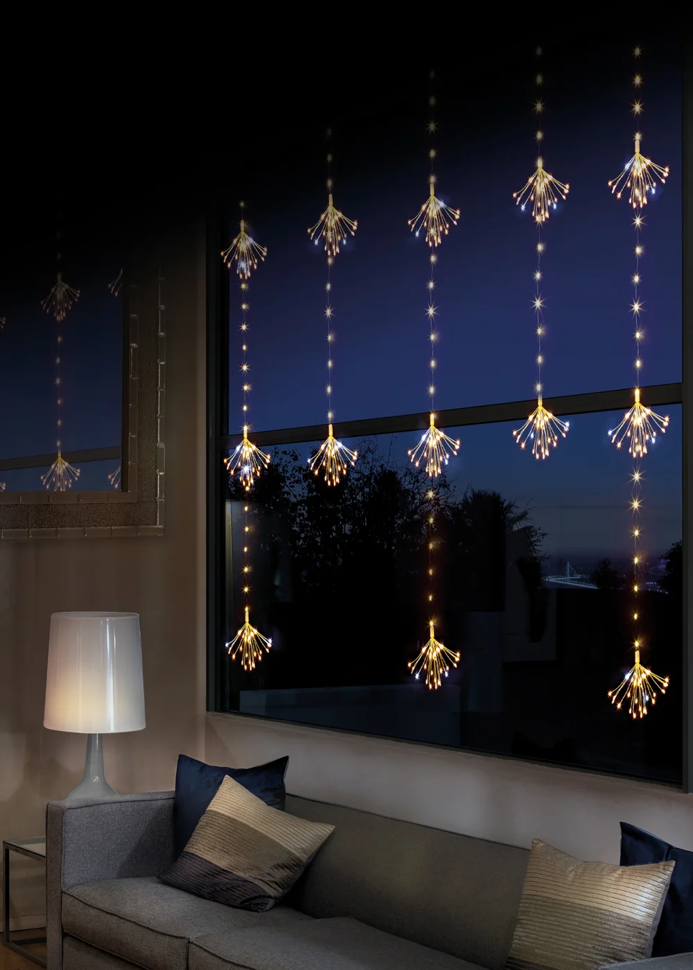 Premier Decorations 598 Warm White LED Twinkling Sputnik Curtain Light - One Size Image 2
