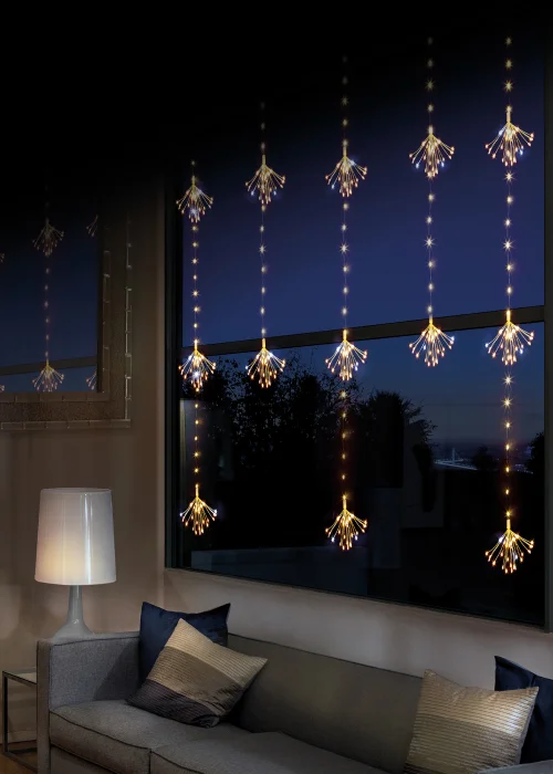 Premier Decorations 598 Warm White LED Twinkling Sputnik Curtain Light - One Size Image 2