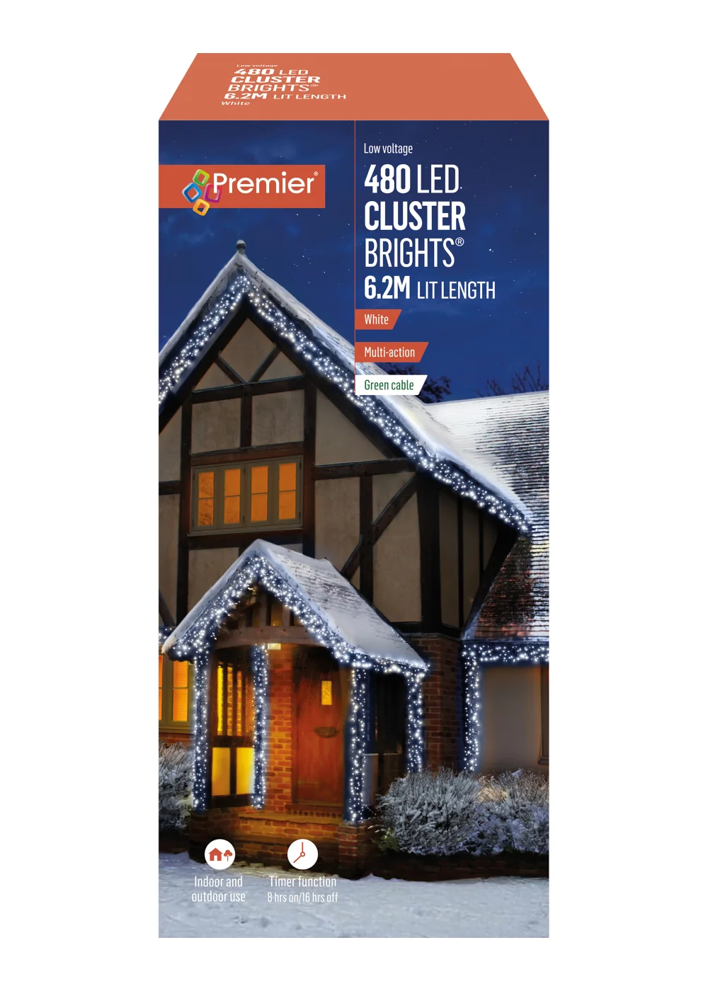Premier Decorations 480 White LED Cluster Brights - One Size Image 1