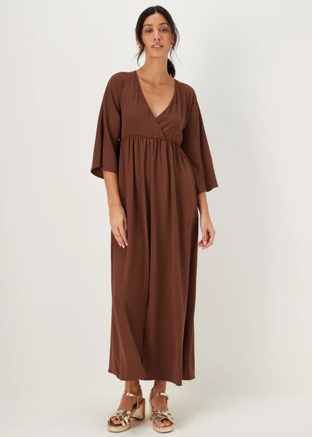 Brown Kimono Sleeve Maxi Dress - 8 Image 1