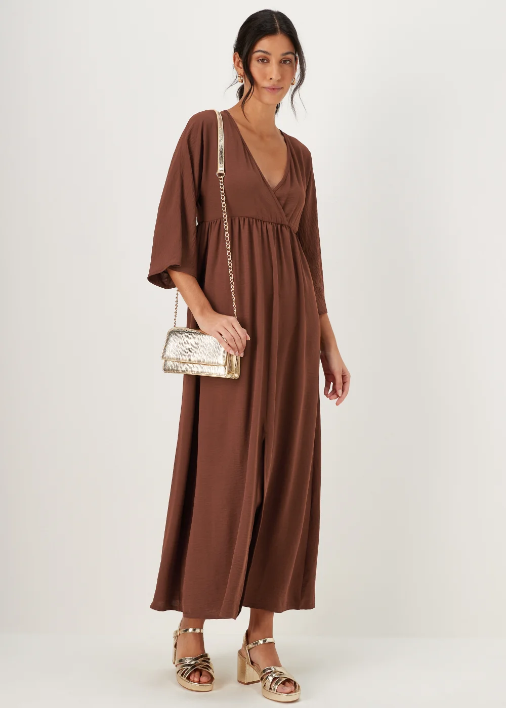 Brown Kimono Sleeve Maxi Dress - 8 Image 4