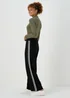 Black Texture Side Stripe Wide Leg Trousers - Size 8 Image 2
