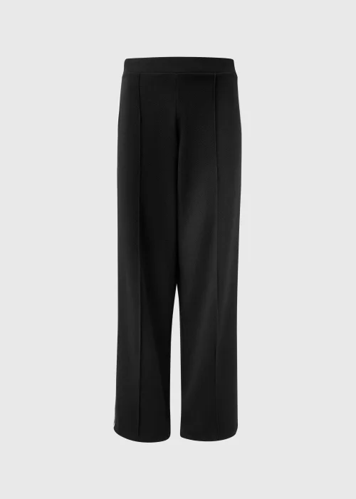 Black Texture Side Stripe Wide Leg Trousers - Size 8 Image 5